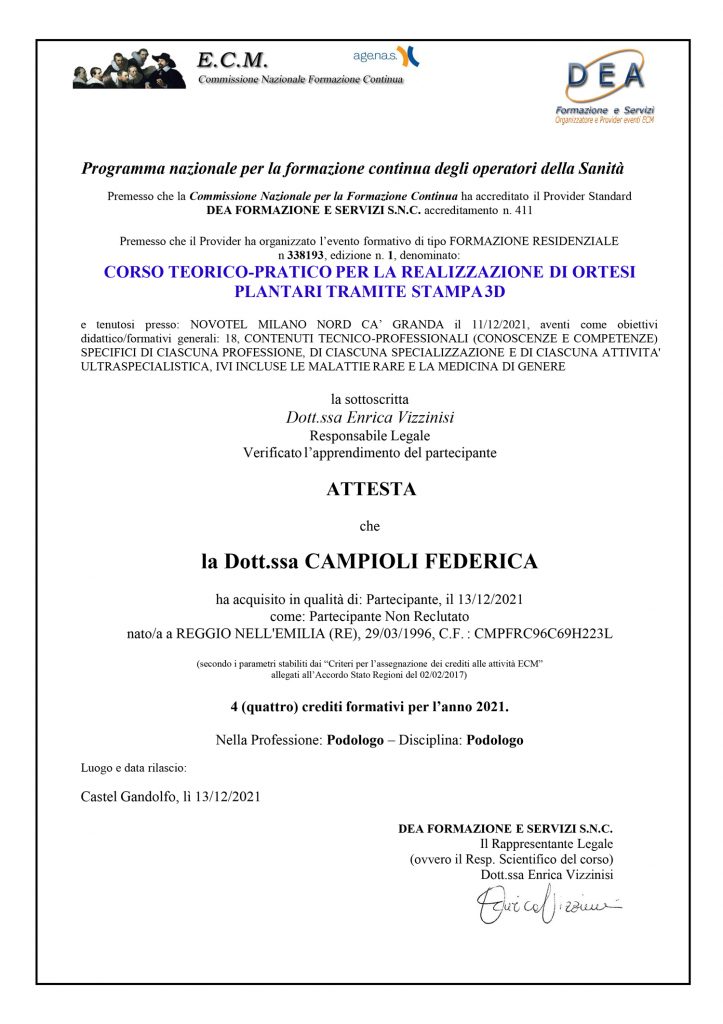 attestato Federica Campioli